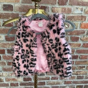 Lipstik Girls Pink Leopard Faux Fur Vest